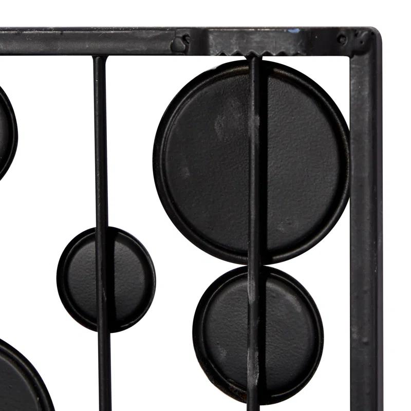 Mercer41 Metal Geometric Black Wall Decor with Round Mirror Accents Set