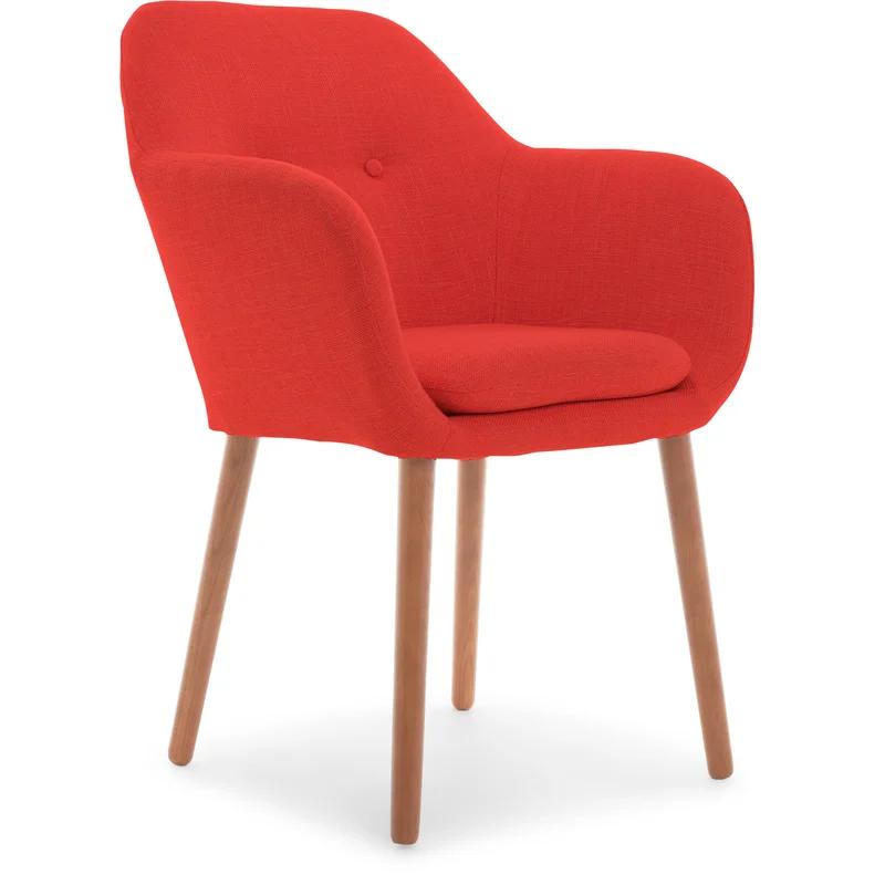 Chic French Red Mid-Century Accent Chair with Tapered Legs