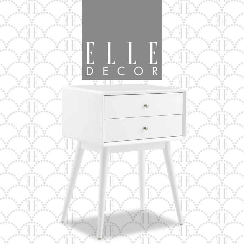 Elle Decor Stephanie Elle Decor Mid-Century Modern Nightstand with 2- Drawers for Storage