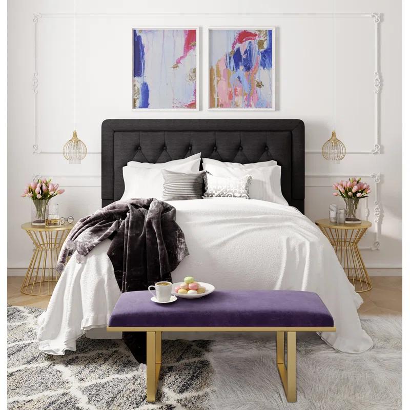 Elle Decor Amery Elle Décor Diamond Stitched Tufted Headboard with Padded Button-Tufting