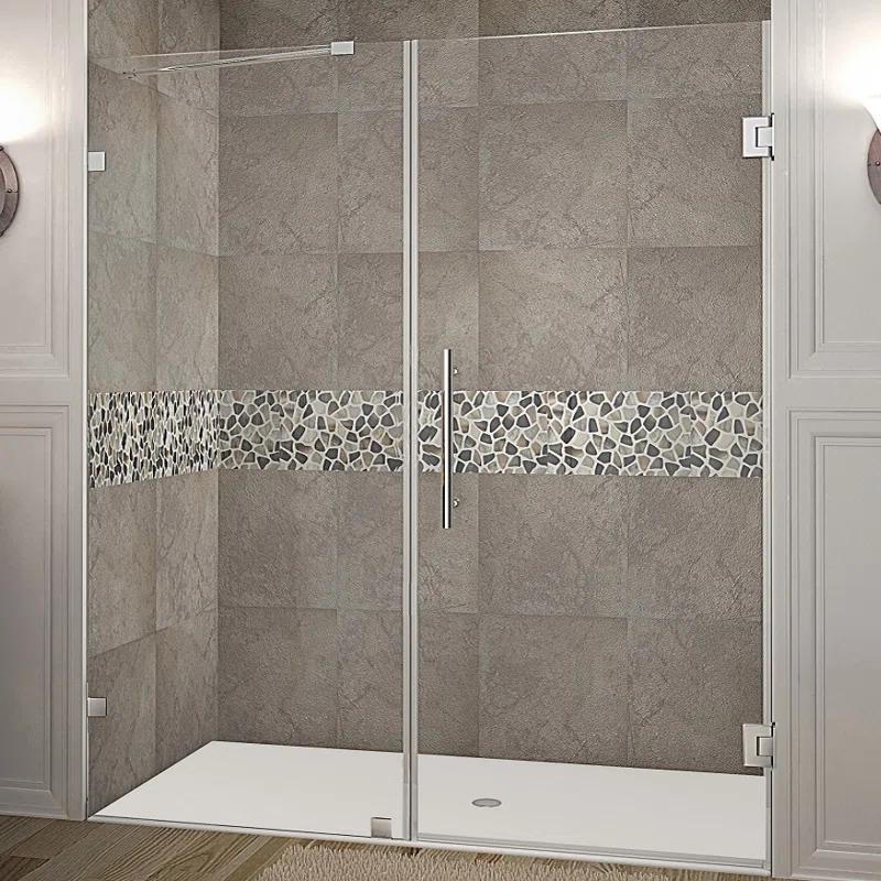 Nautis 72" H Hinged Frameless Shower Door