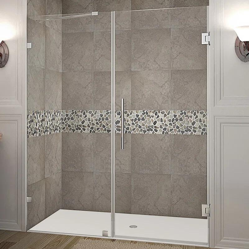 Nautis 72" H Hinged Frameless Shower Door