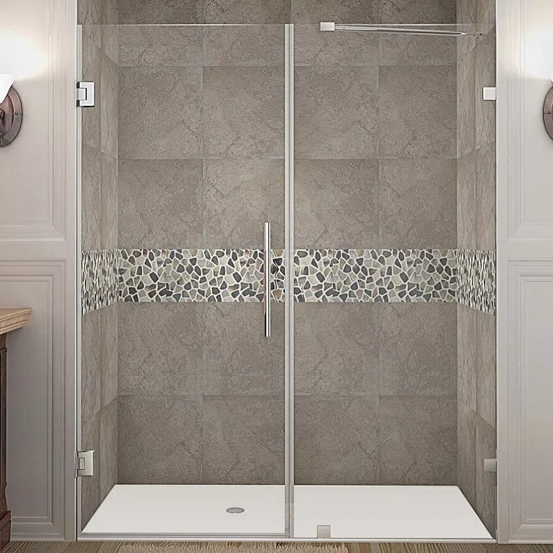 Nautis 72" H Hinged Frameless Shower Door
