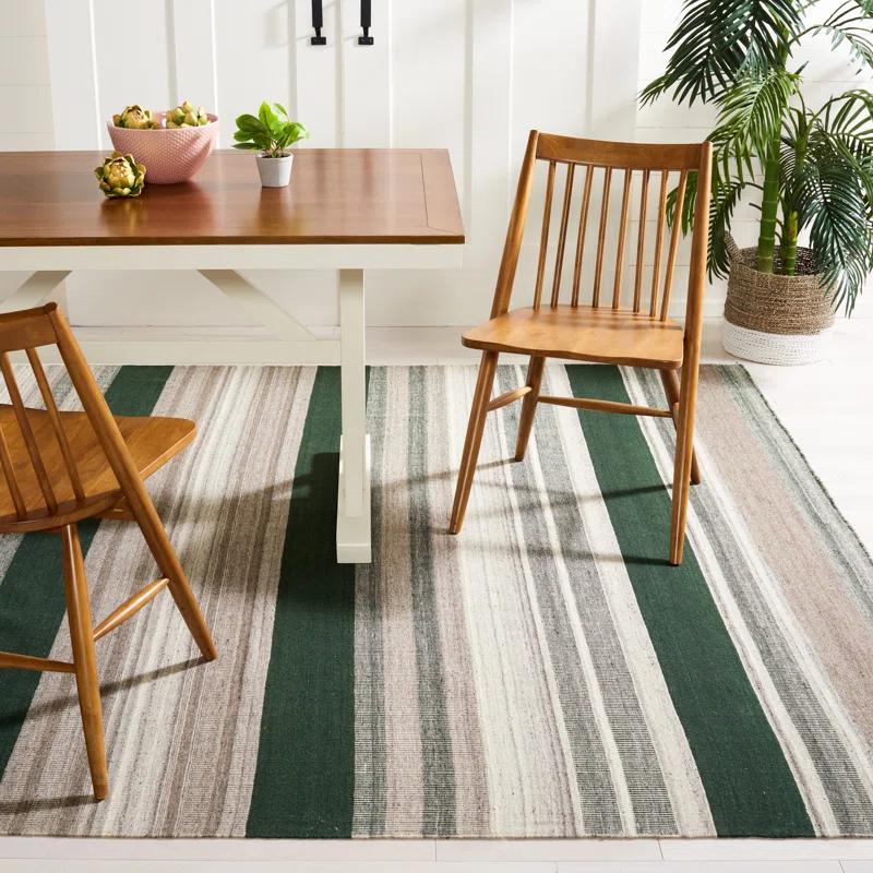 Safavieh Dhurries Flat Weave 80% Wool, 20% Cotton Striped Rug