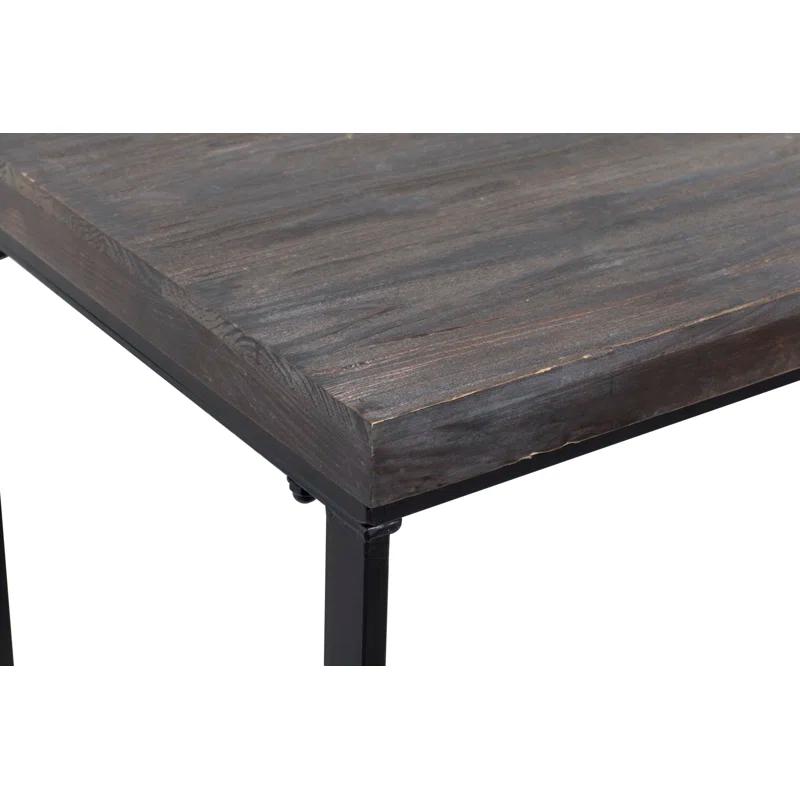 Union Rustic Corneau Wood Minimalistic Dark Brown Console Table with Black Metal Legs
