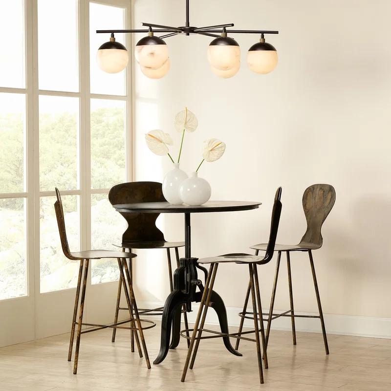 Metro Collection 6-Light Oil Rubbed Bronze Chandelier with Faux Alabaster Shades