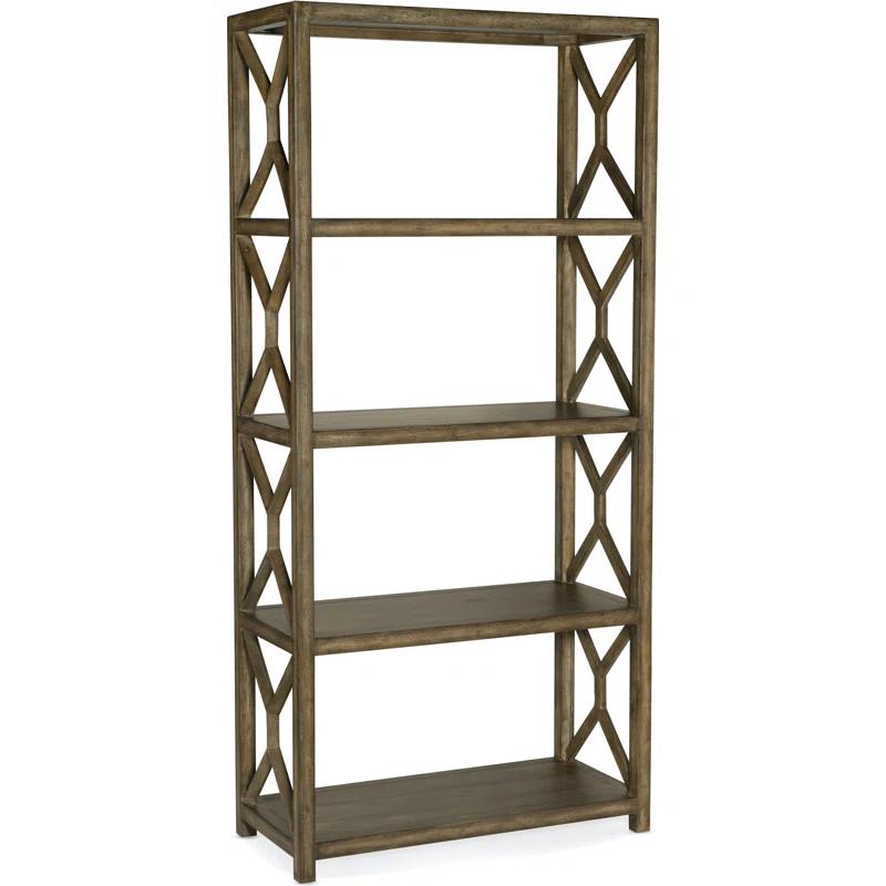 Anders Coastal Cool Wood Fretwork 4-Shelf Bookcase