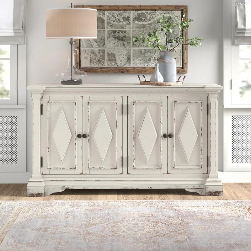 Traditional White 64'' Sideboard with Functional Accent Storage