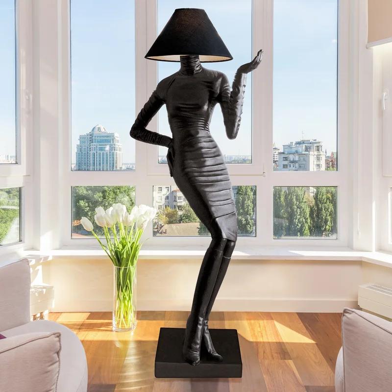 Mademoiselle 76'' Cordless Black Fiberglass Floor Lamp