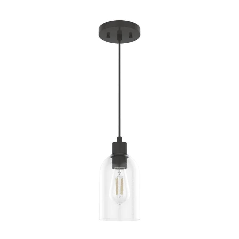Noble Bronze Mini LED Pendant with Seeded Glass Shade