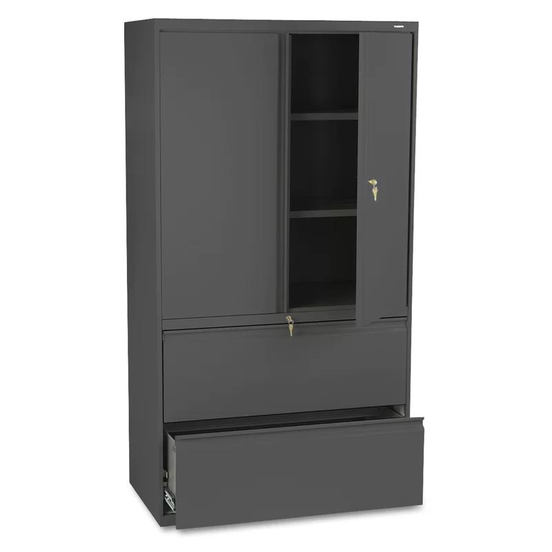 Charcoal 38'' Lockable Lateral Legal File Cabinet with 2 Drawers