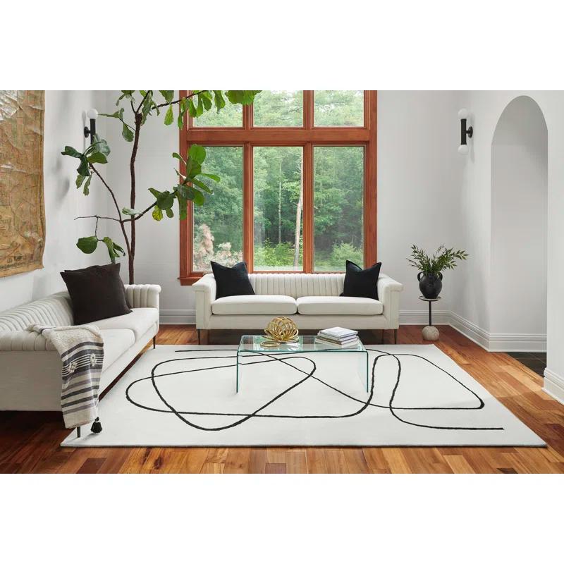 Shayla Hand-Tufted Wool Rug - White / 2'6" x 8'