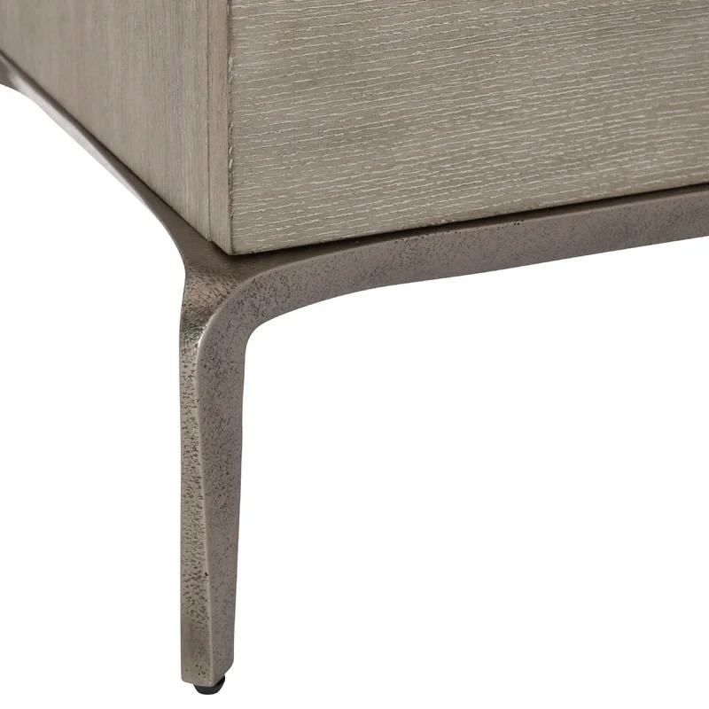 Gray Transitional 2-Drawer Nightstand with Concrete Top