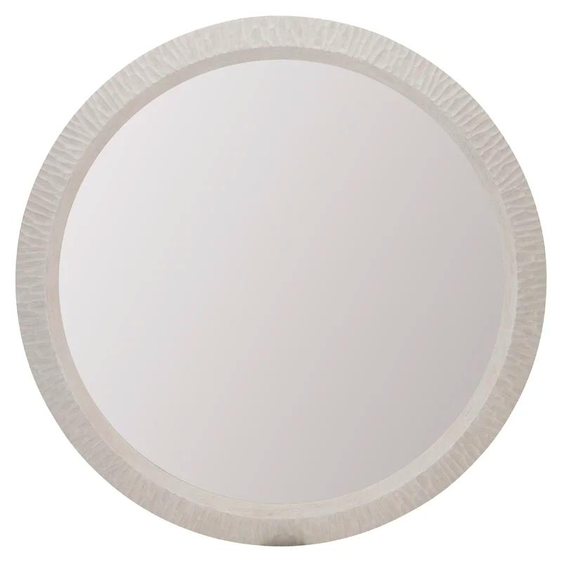 Solaria Transitional Round Off-White Wood Accent Mirror