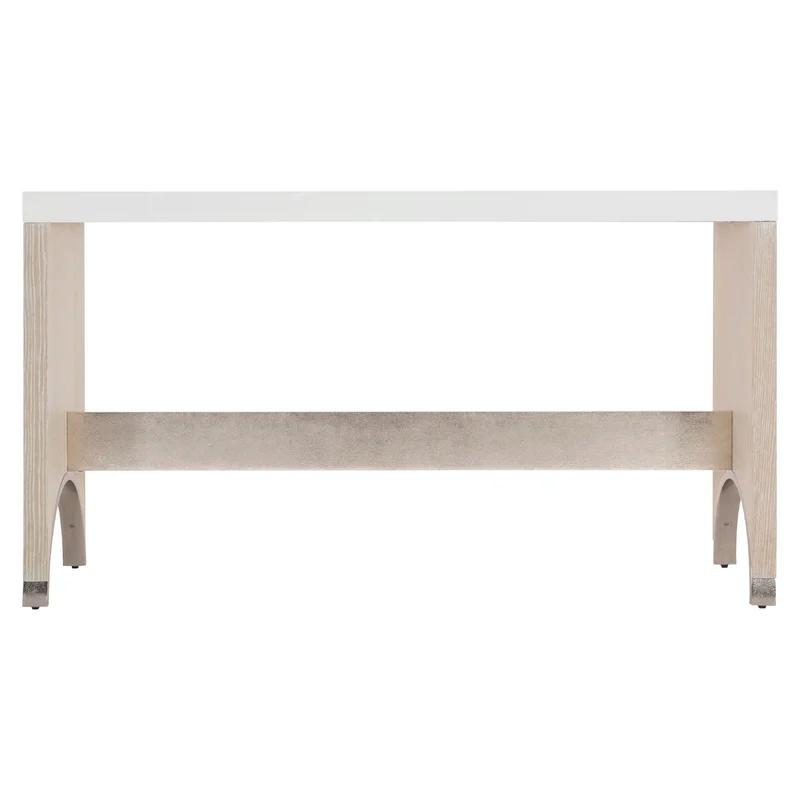 Solaria 60'' Beige Solid Wood & Metal Console Table with Faux Stone Top