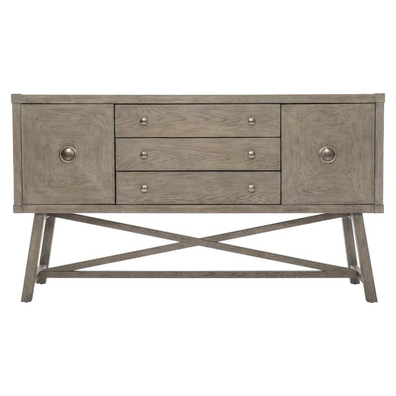 Albion Transitional 64'' Gray Knotty Oak Sideboard with X-Stretcher Base
