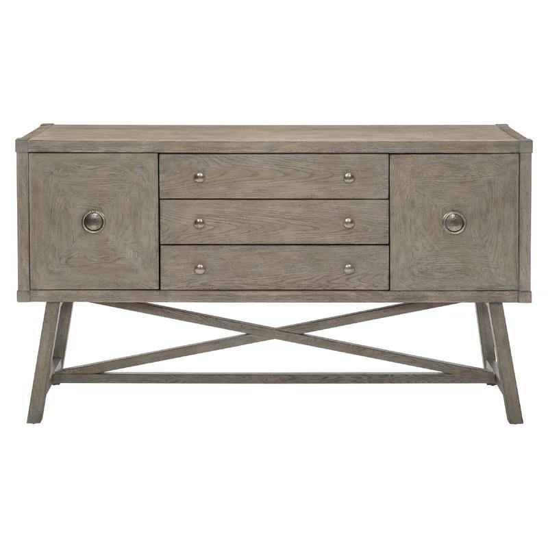Albion Transitional 64'' Gray Knotty Oak Sideboard with X-Stretcher Base