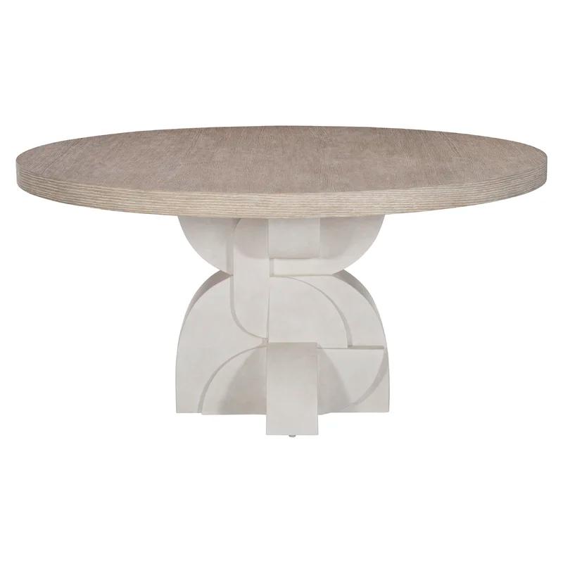 Constantin 60" White and Beige Round Wood Dining Table