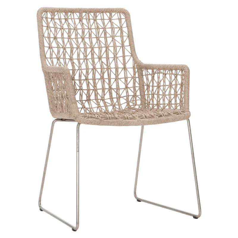Hazelnut Woven Wicker Outdoor Dining Chair with Cushions