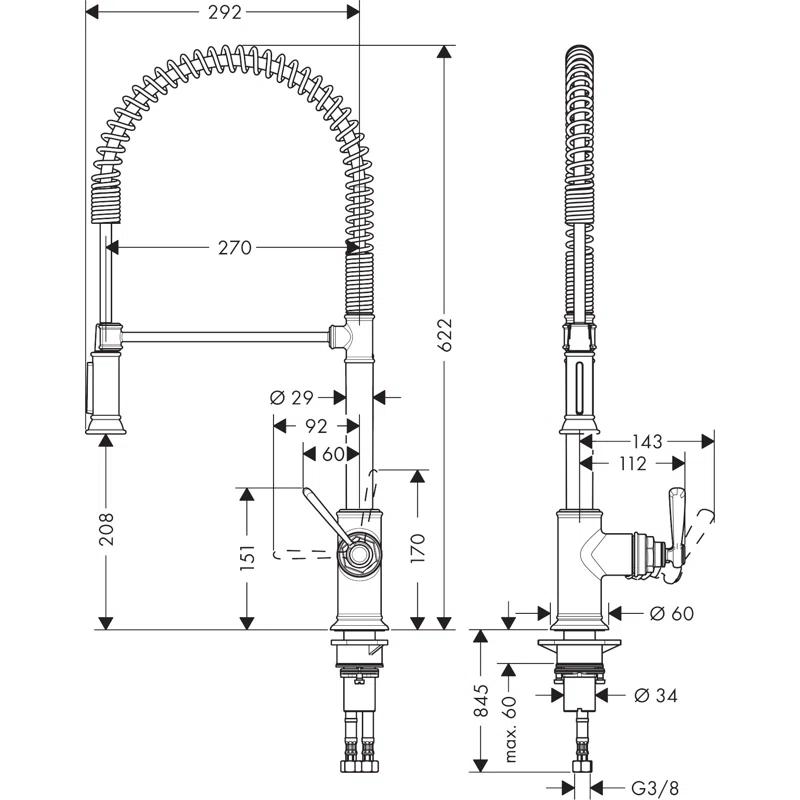 AXOR Montreux Pull Down Kitchen Faucet