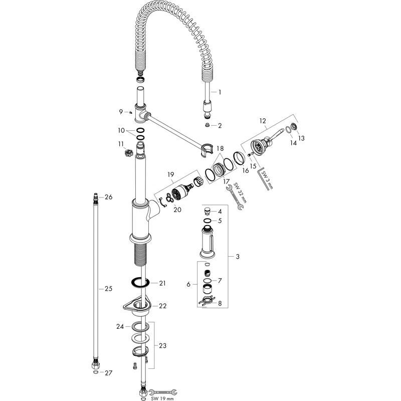 AXOR Montreux Pull Down Kitchen Faucet