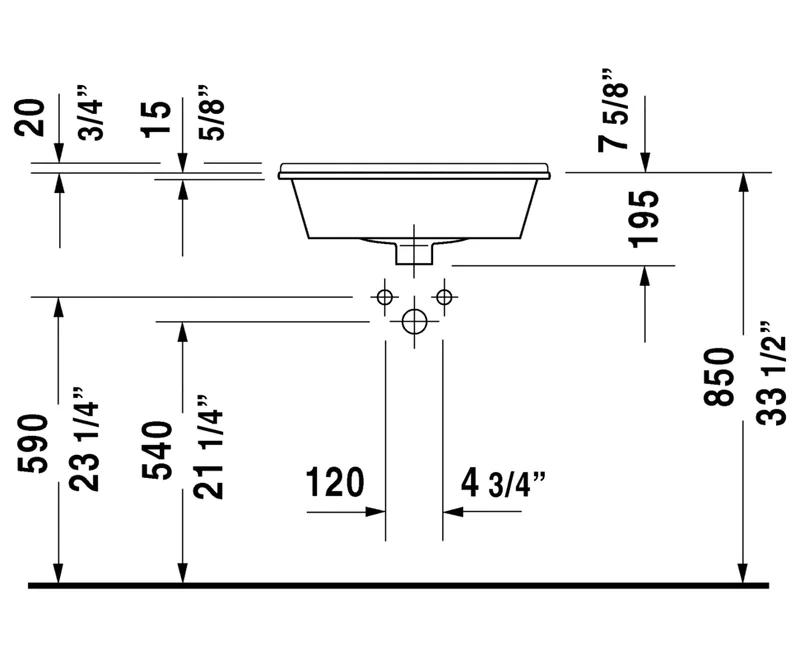 Starck White Ceramic Rectangular Drop-In Bathroom Sink