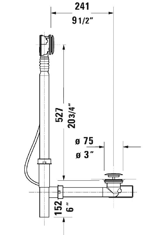 Duravit 790219000001000 Parts and Accessories 3" Pop-Up Tub Drain With Overflow