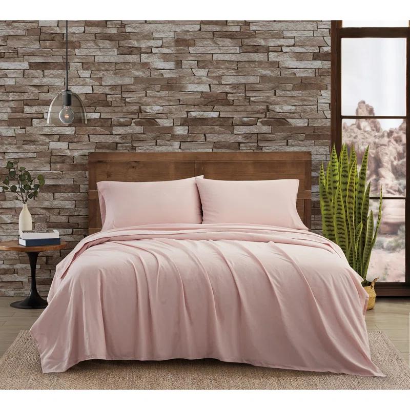 Blush King Cotton-Polyester Embroidered 3-Piece Sheet Set