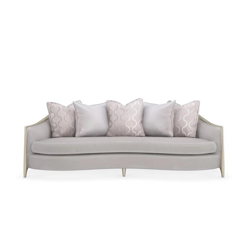 Elegant Slate Gray Transitional Sofa with Silver Shadow Frame