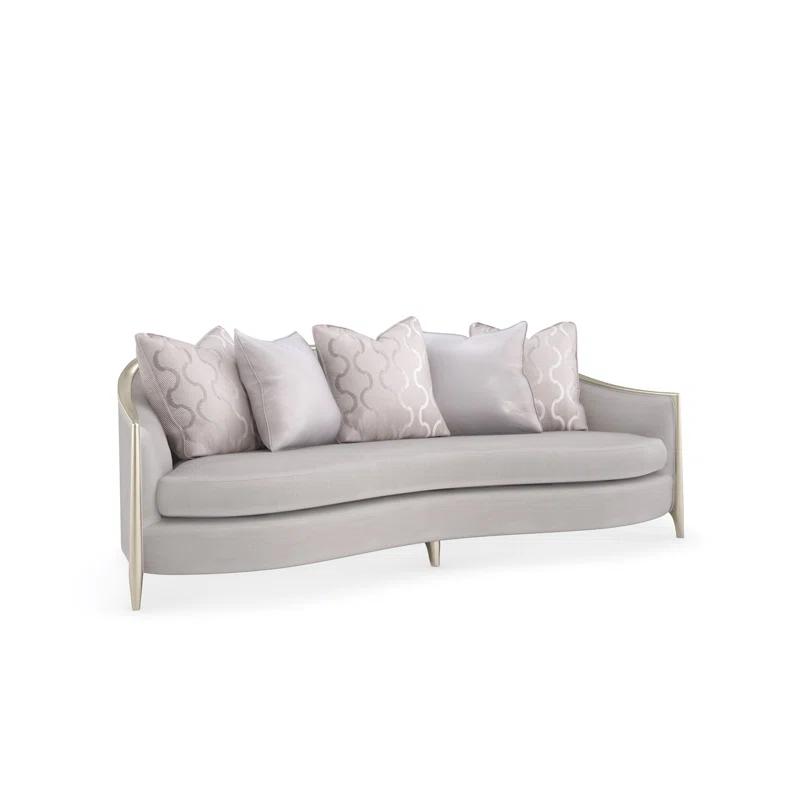 Elegant Slate Gray Transitional Sofa with Silver Shadow Frame
