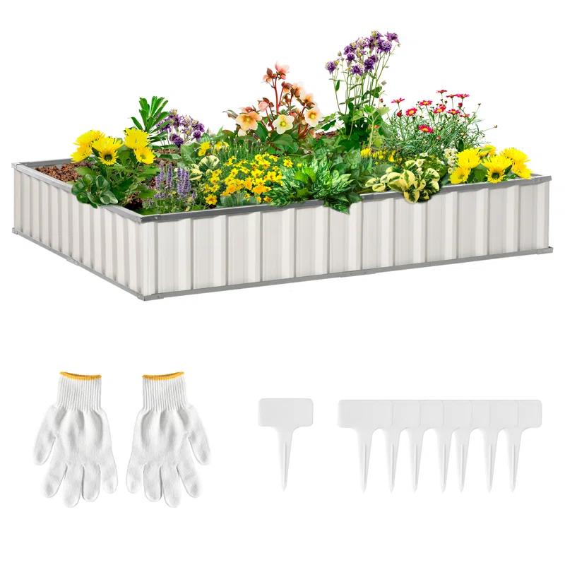 Outsunny 8 ft x 3 ft Metal Raised Garden Bed & Reviews | Wayfair