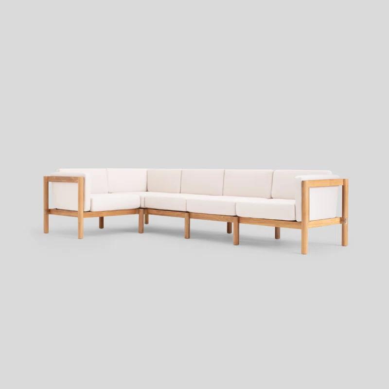Haven 114'' Wide Outdoor Teak Reversible Patio Sectional with Sunbrella Cushions