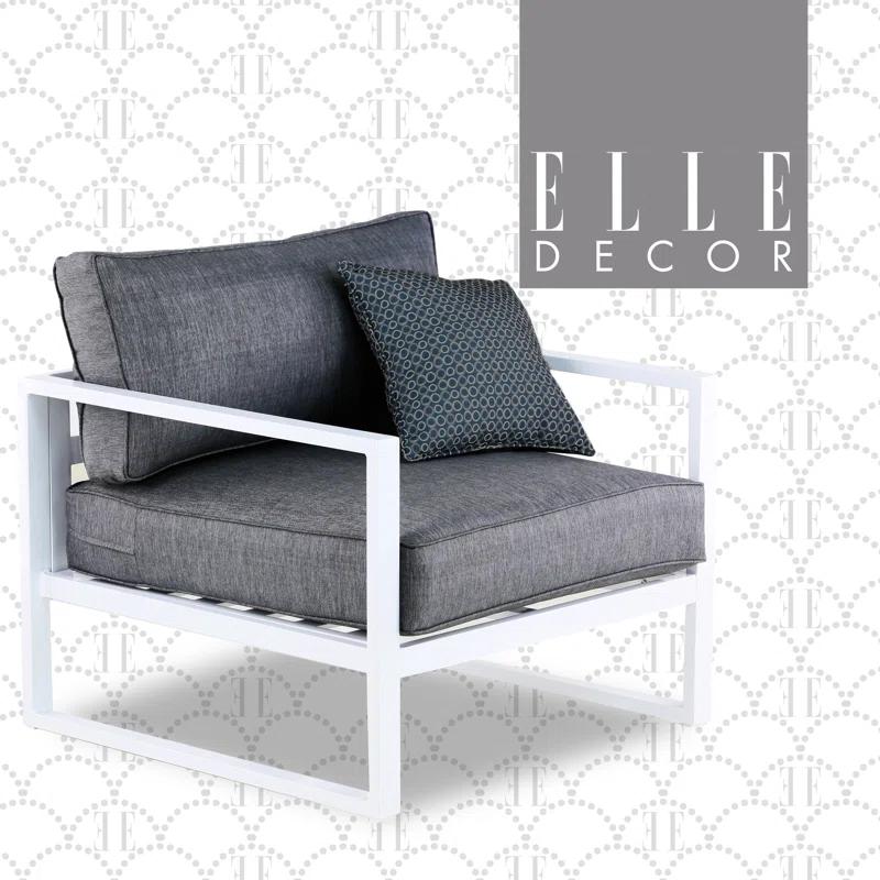 Elle Decor Paloma Outdoor Weather-Resistant Metal Frame Accent Chair, White