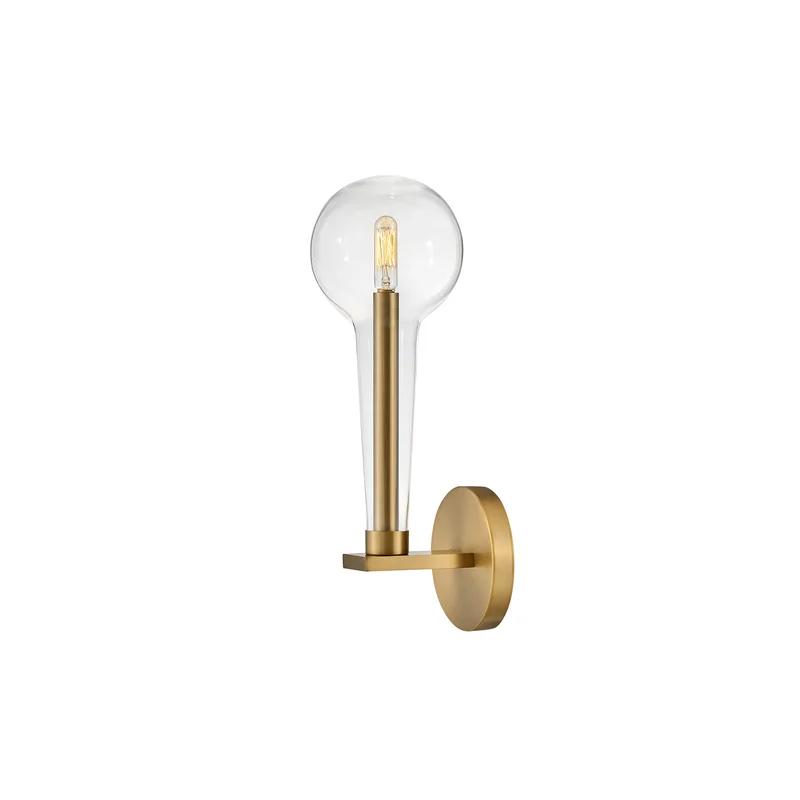 Alchemy Inspired Lacquered Brass & Clear Glass Dimmable Sconce