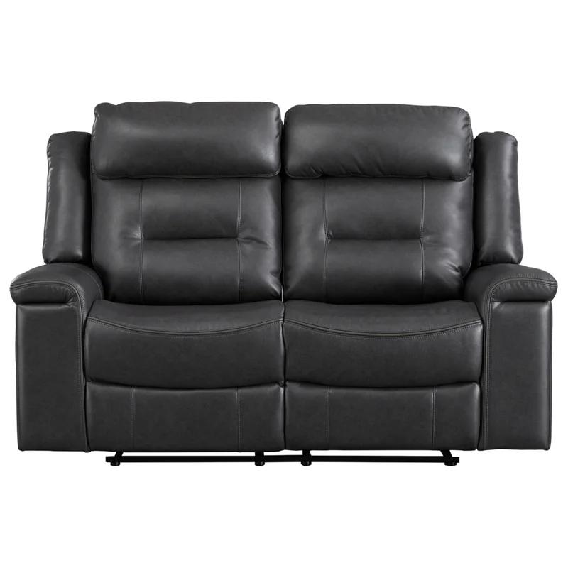 Charcoal 66'' Contemporary Faux Leather Power Reclining Loveseat