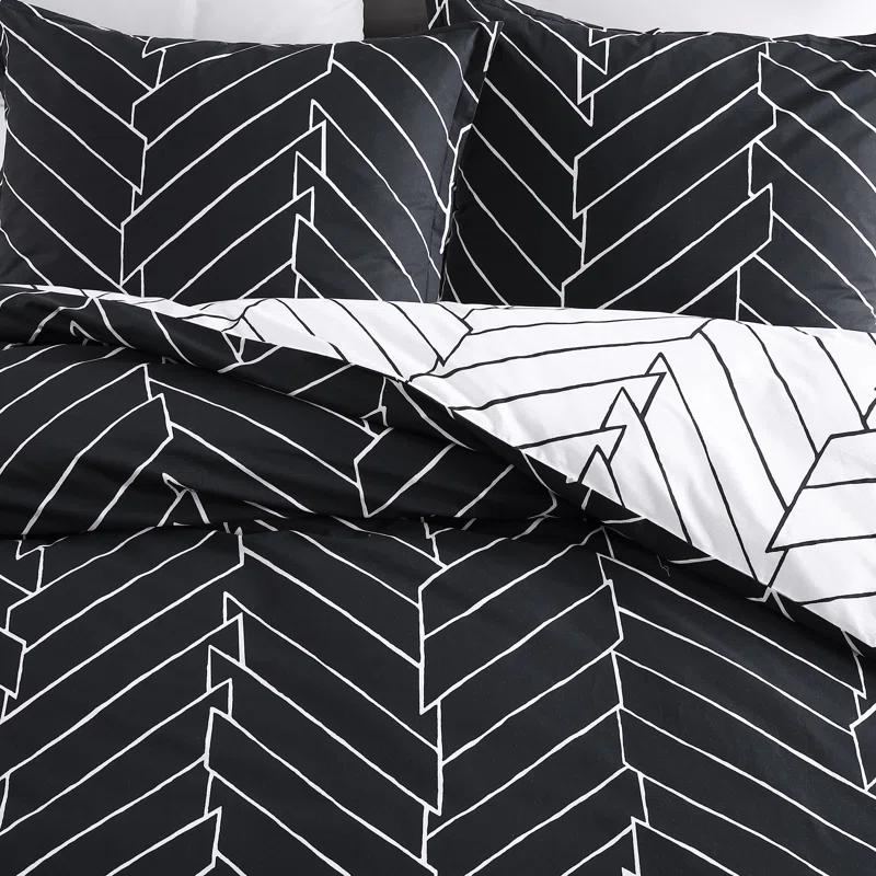 City Scene Ceres Black Standard Cotton 150 TC Reversible Duvet Cover Set