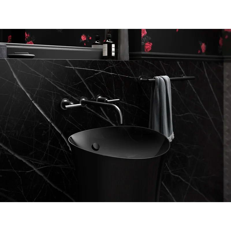Purist Matte Black Wall-Mount Bathroom Sink Faucet with Lever Handles