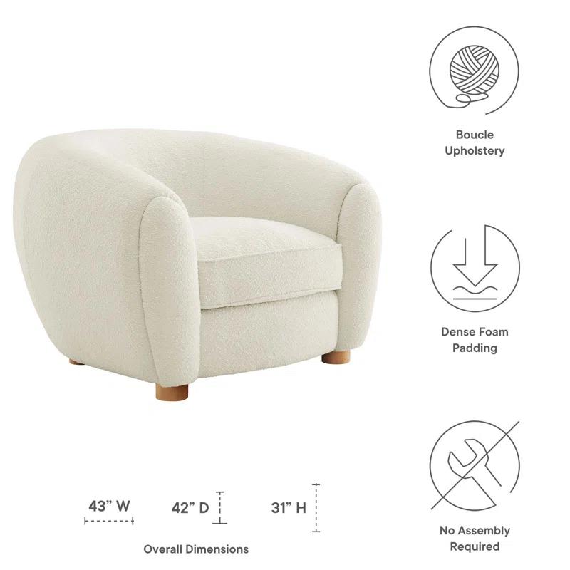 Modway Modway Abundant Boucle Upholstered Fabric Armchair
