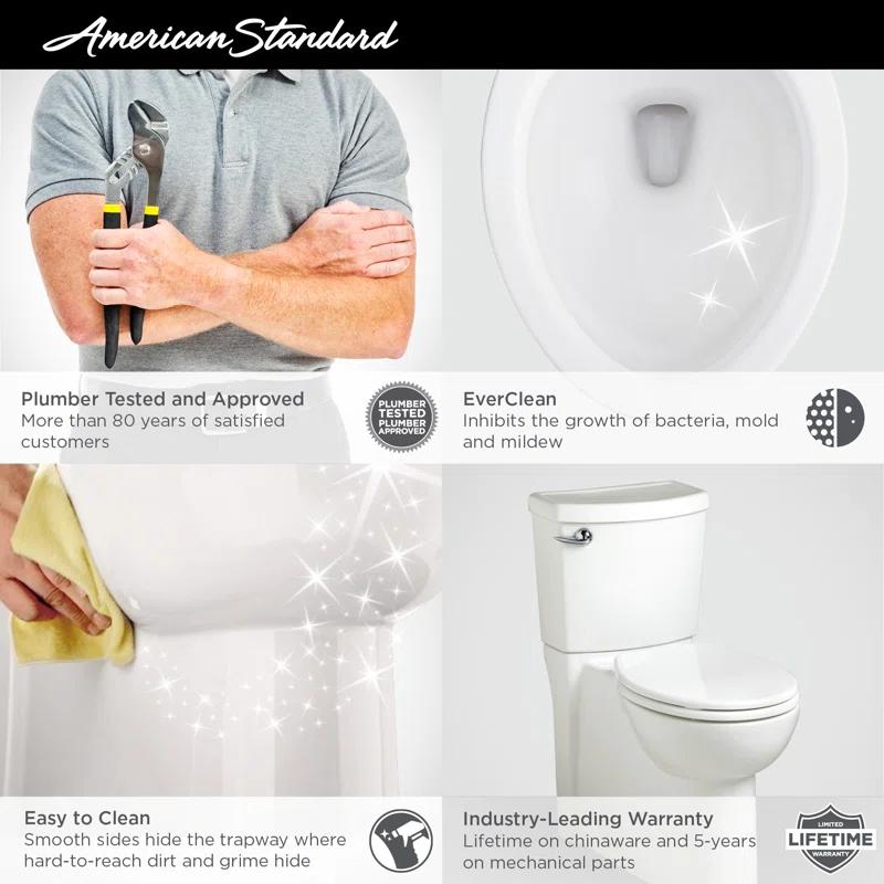 American Standard Cadet 1.28 Gallons GPF Elongated Comfort Height Floor Mounted Two-Piece Toilet (Seat Included)