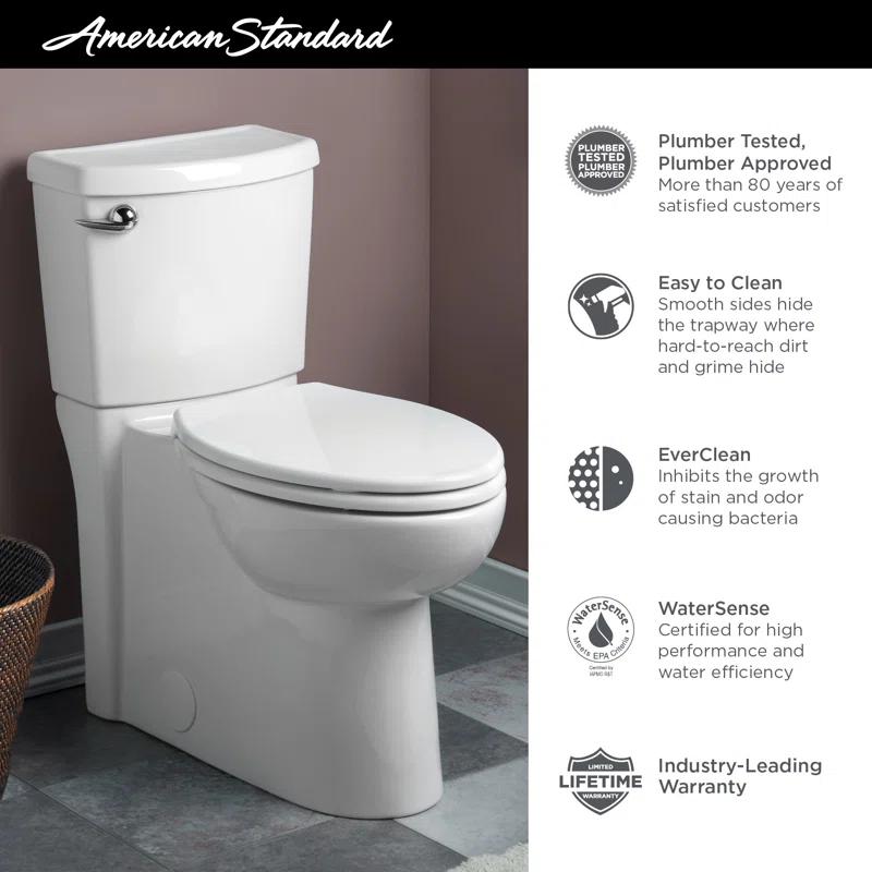 American Standard Cadet 1.28 Gallons GPF Elongated Comfort Height Floor Mounted Two-Piece Toilet (Seat Included)