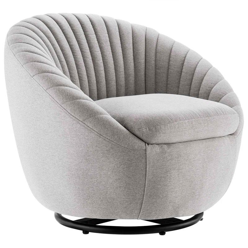 Eclipse Swivel Accent Chair in Black and Light Gray with Manufactured Wood Base