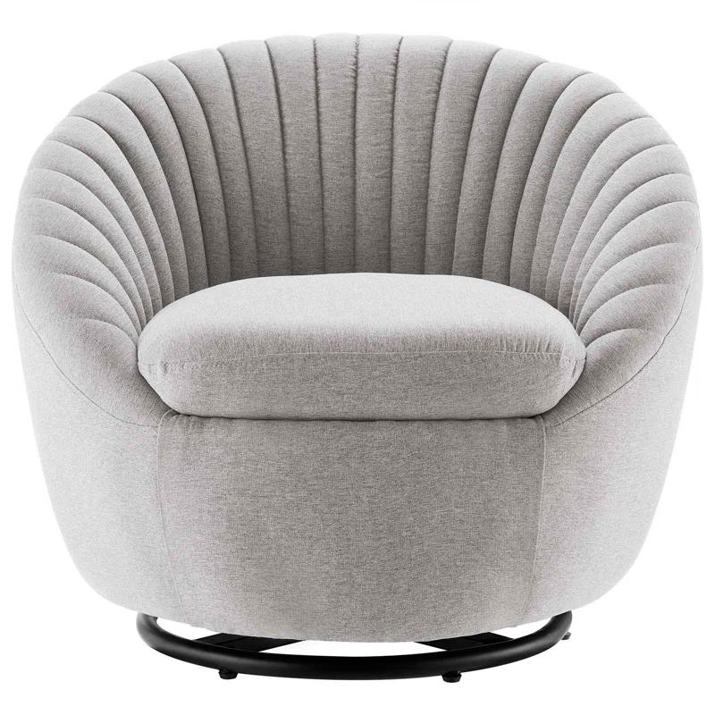 Eclipse Swivel Accent Chair in Black and Light Gray with Manufactured Wood Base