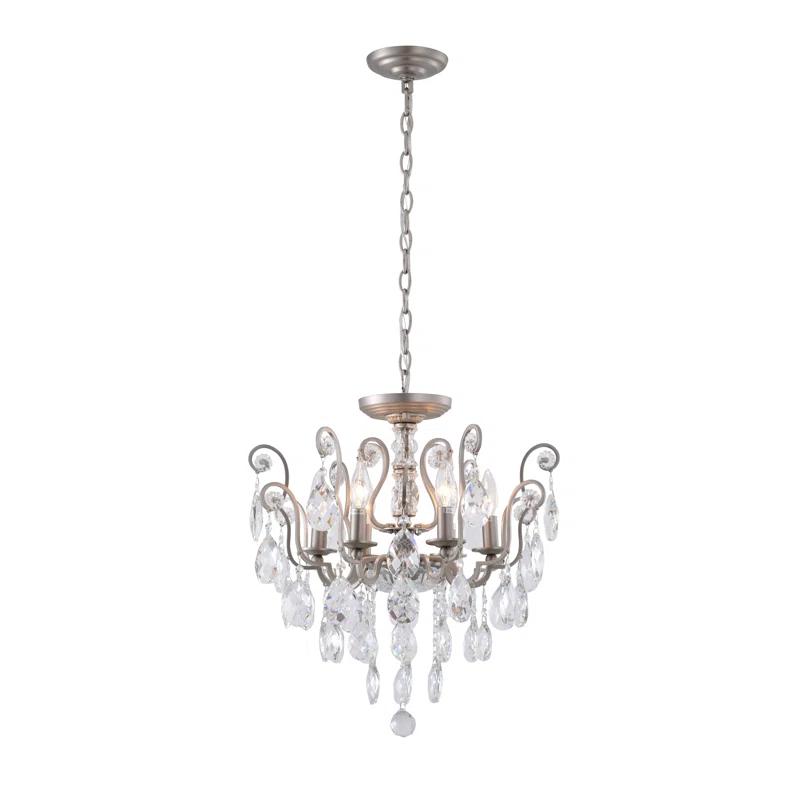 Bearnice Antique Brass 20'' Plug-In Candle Chandelier with Clear Crystals