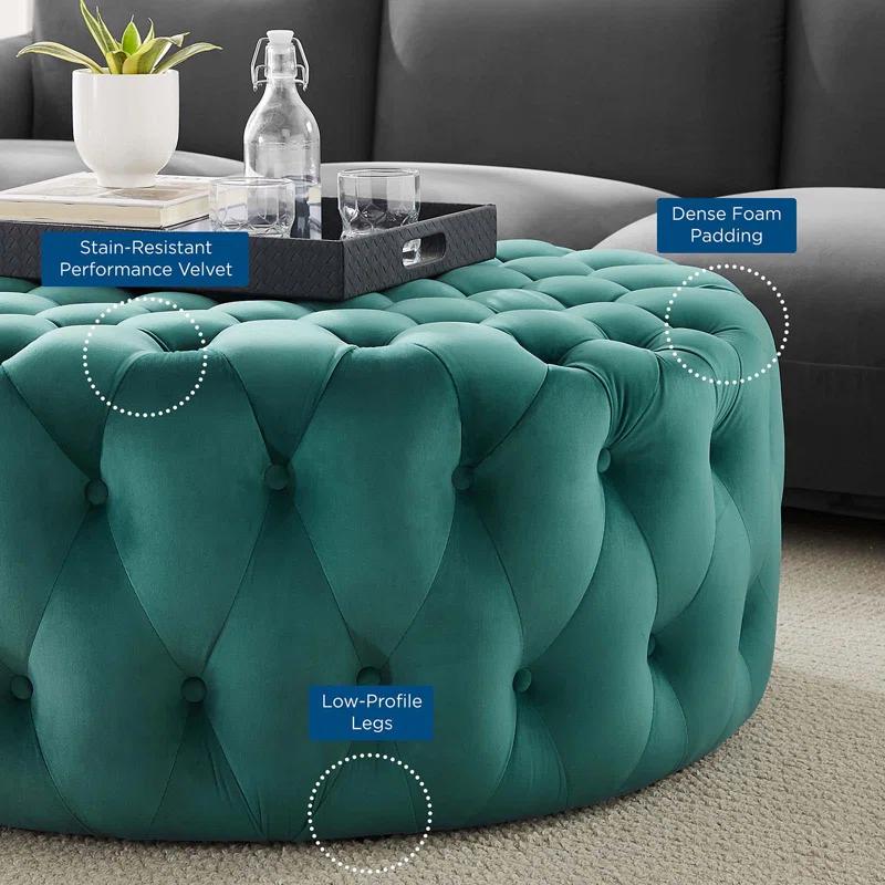 Modway Modway Amour Tufted Button Large Round Performance Velvet Ottoman