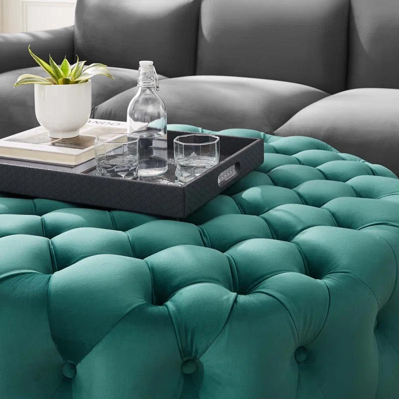 Modway Modway Amour Tufted Button Large Round Performance Velvet Ottoman