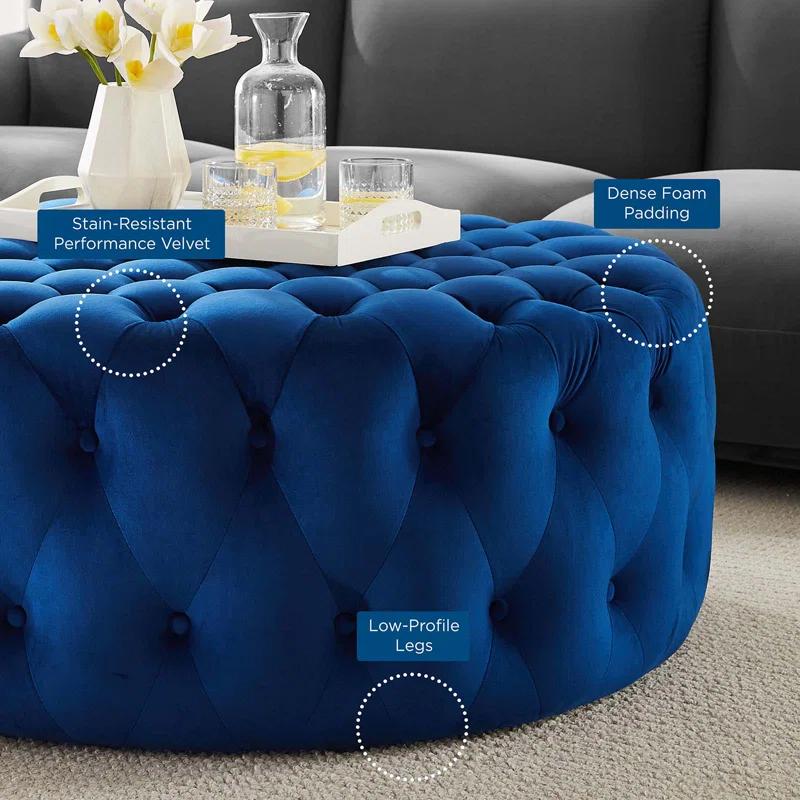 Modway Modway Amour Tufted Button Large Round Performance Velvet Ottoman