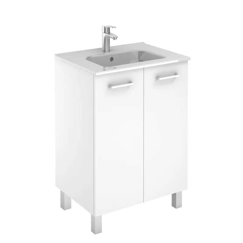 WS Bath Collections Logic 23.6'' Single Bathroom Vanity with Ceramic Top with Mirror