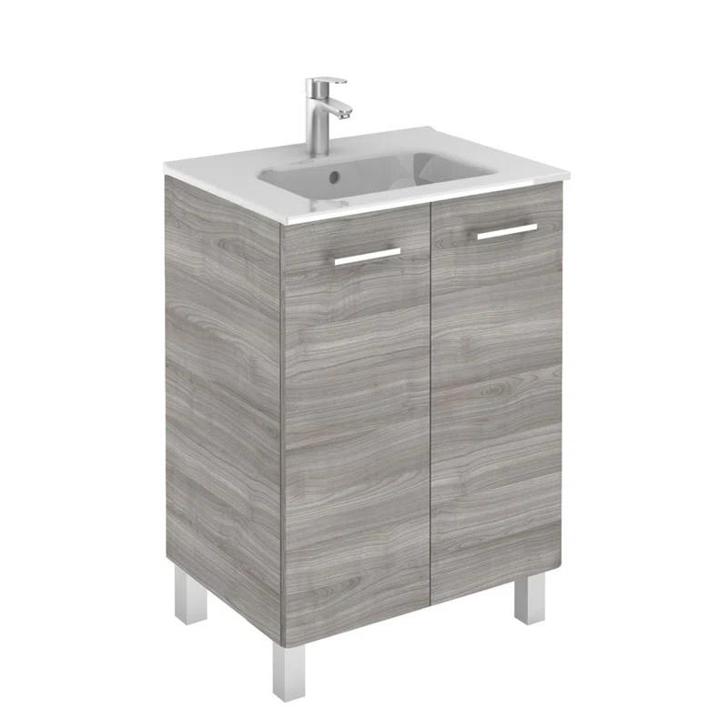 WS Bath Collections Logic 23.6'' Single Bathroom Vanity with Ceramic Top with Mirror