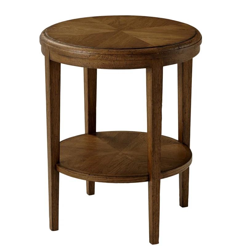 Nova Dusk Finish Round Oak Two-Tiered Side Table