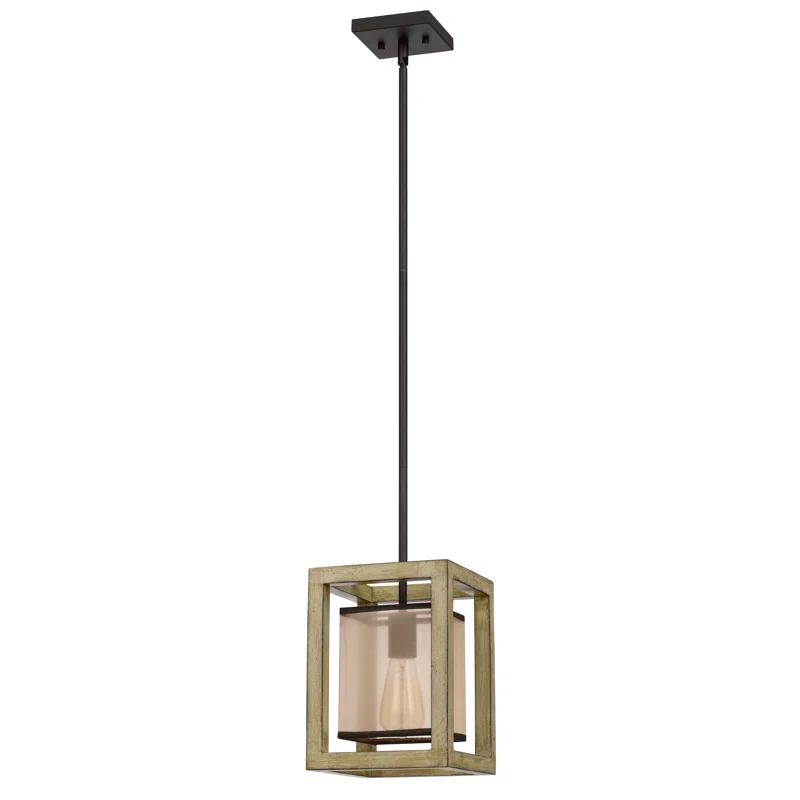 1 - Light Rubberwood Lantern Pendant